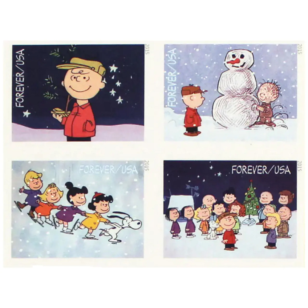 (2015) USPS Charlie Brown Xmas Pane of 20 Forever Postage Stamps