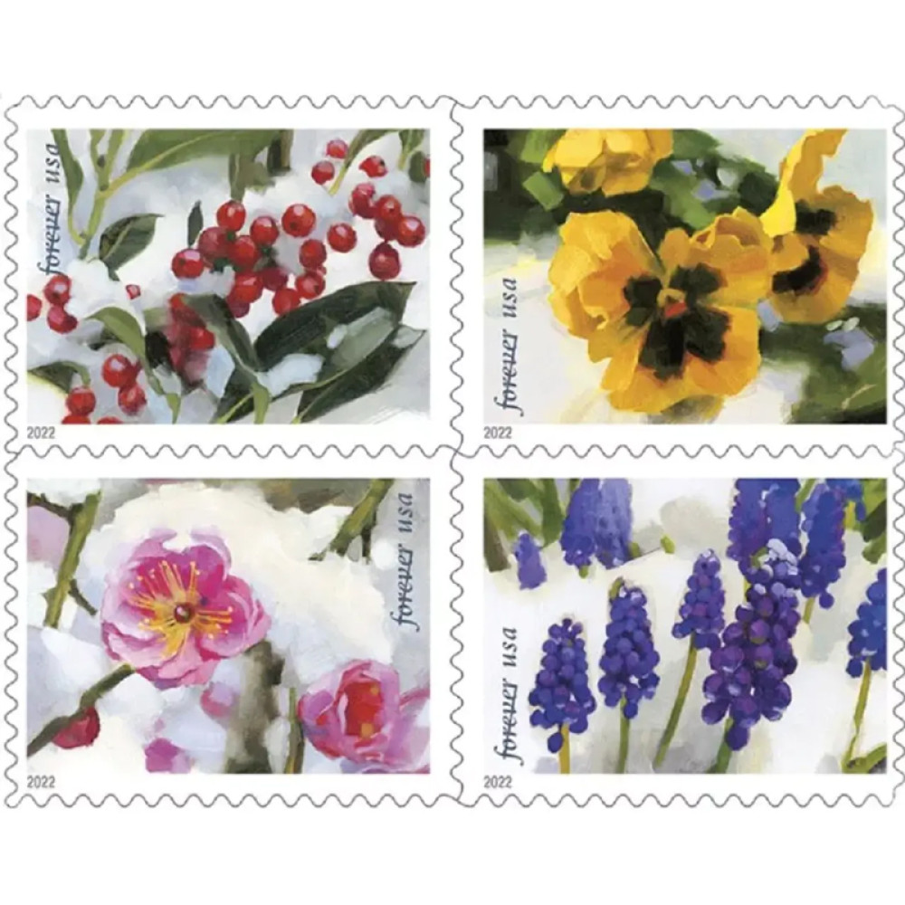 (2022) USPS Snowy Garden Beauty Forever Postage Stamps